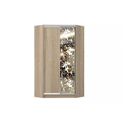 Corner wardrobe Chipboard/Mirror with a sandblasted pattern